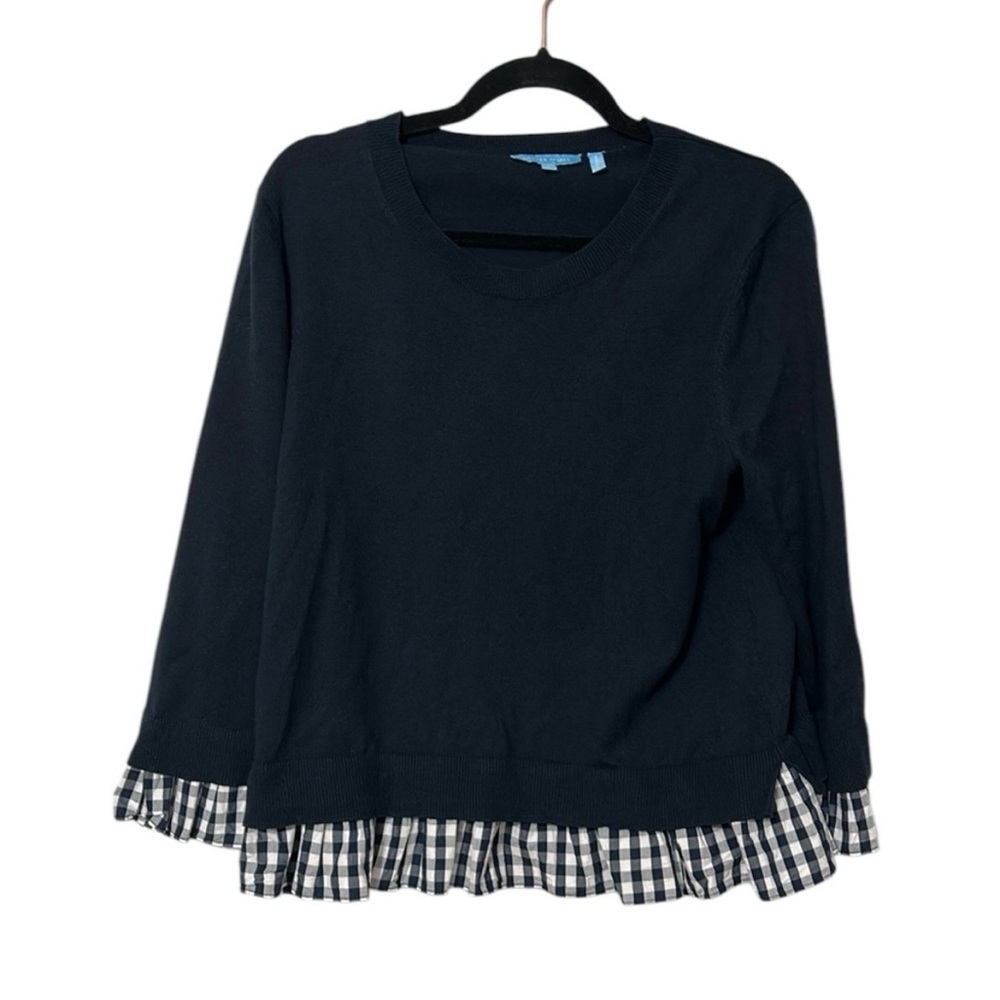 Draper James Navy Wool and Cotton Combo Sweater